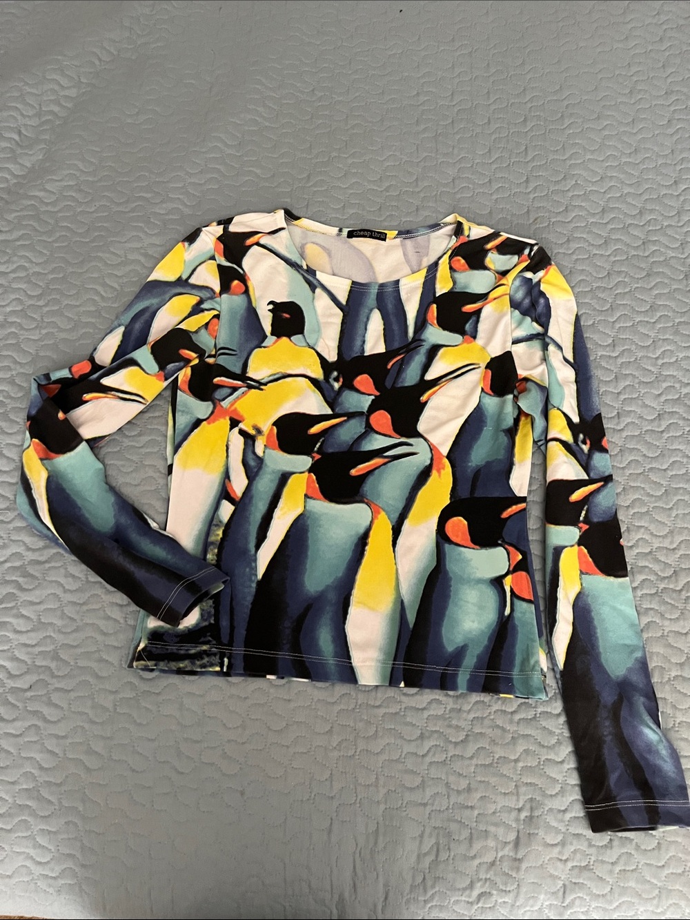 Penguin-Print Long Sleeve Tee in Multicolor